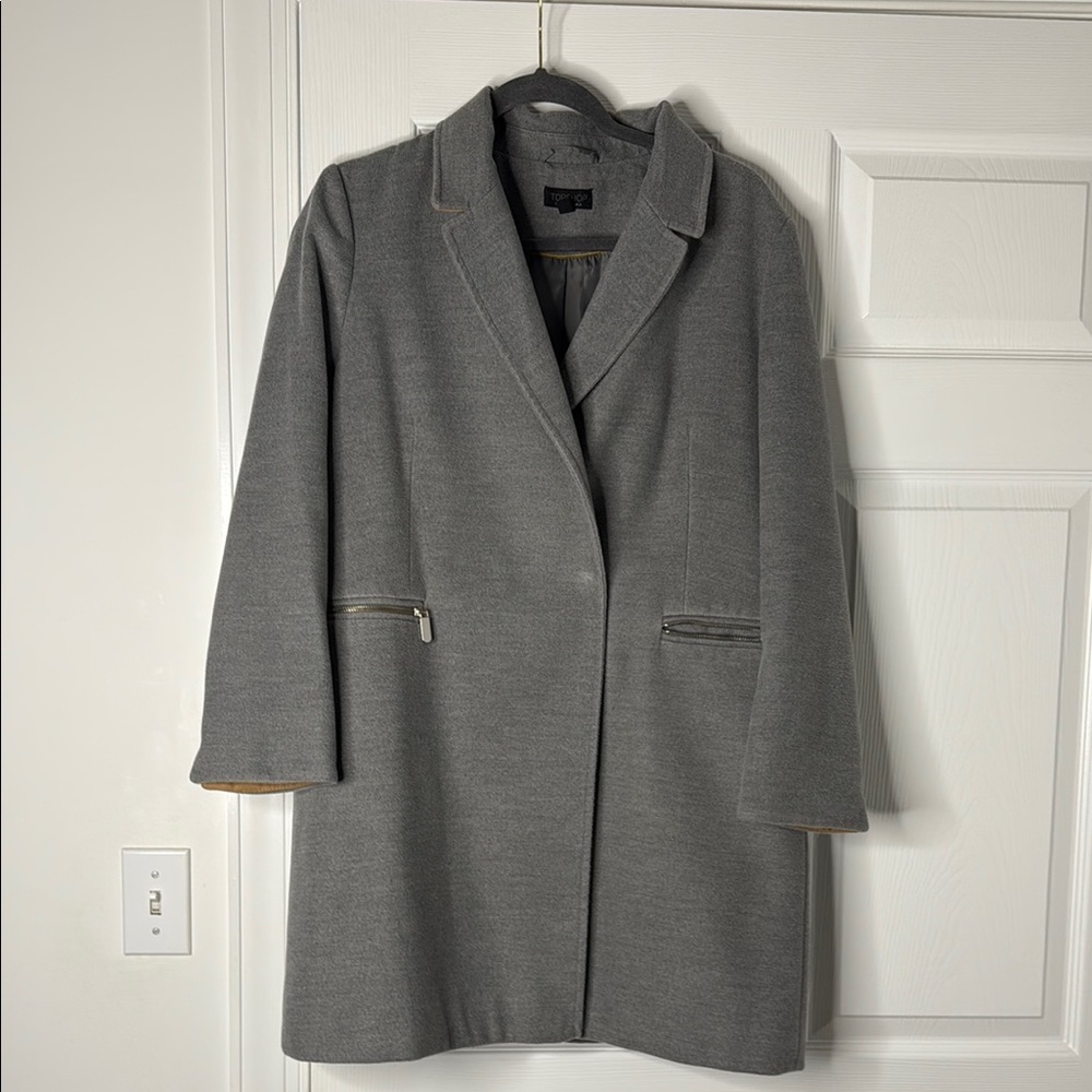 Vintage Topshop Gray Blazer Wool-Blend Minimalist Design